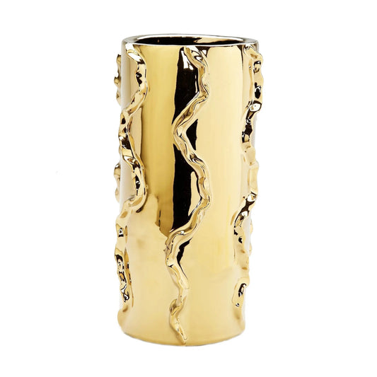 Gold Metallic Vase Swivel Design Vases High Class Touch - Home Decor 