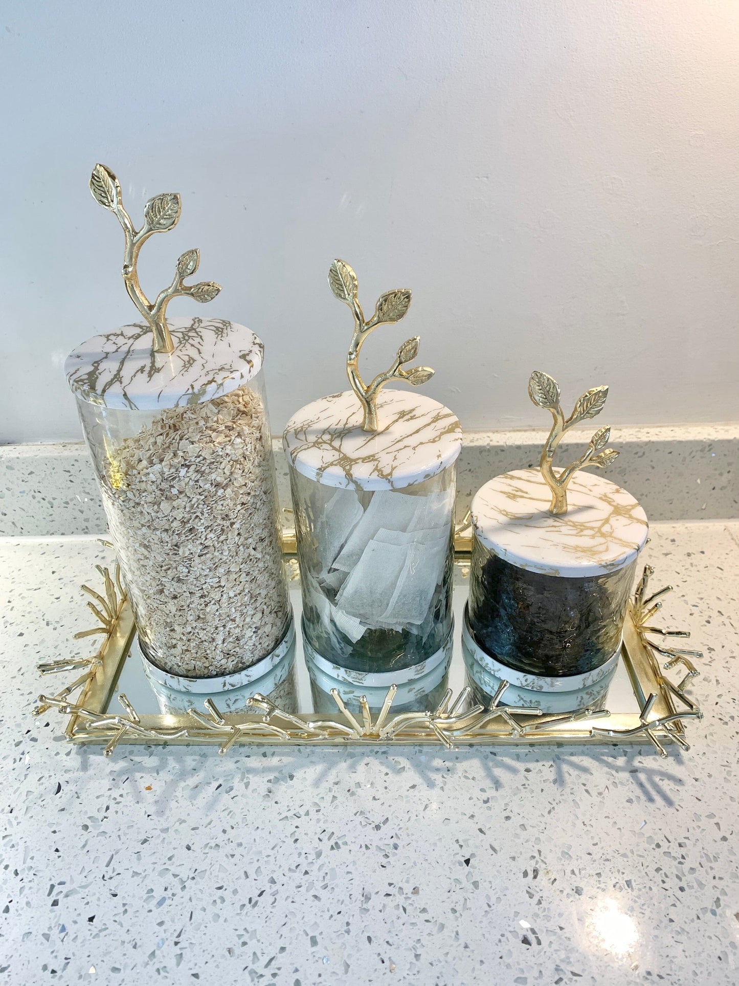 Gold Rectangular Mirror Tray with Spikes Design Decorative Trays High Class Touch - Home Decor