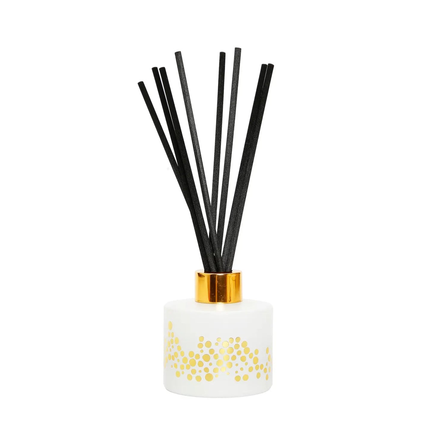 Gold Spotted White Bottle Diffuser, "Lily of the Valley" Diffuser High Class Touch - Home Decor