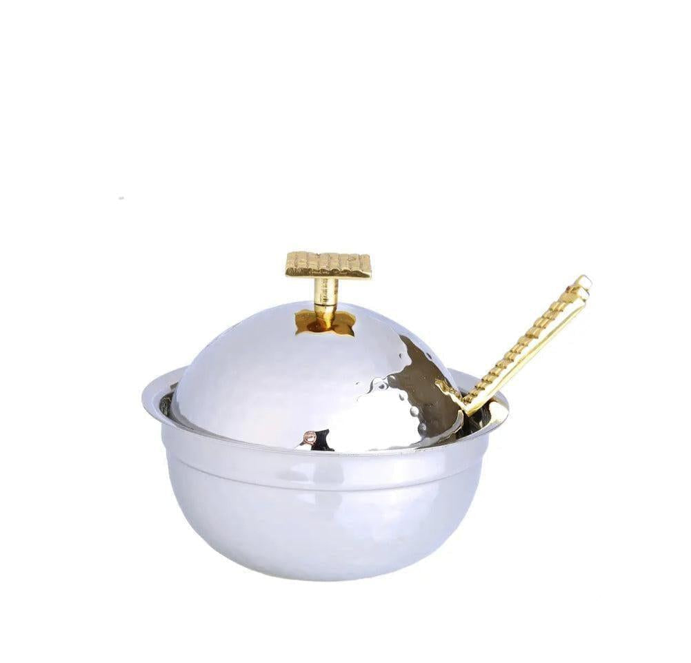 Honey Dish - Gold/ Nickel Sugar and Honey Jars High Class Touch - Home Decor