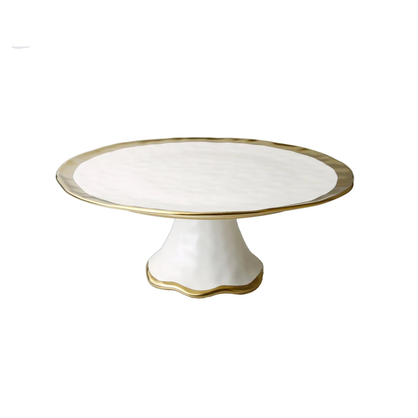 Porcelain White Cake Stand with Gold Border Cake Stands High Class Touch - Home Decor