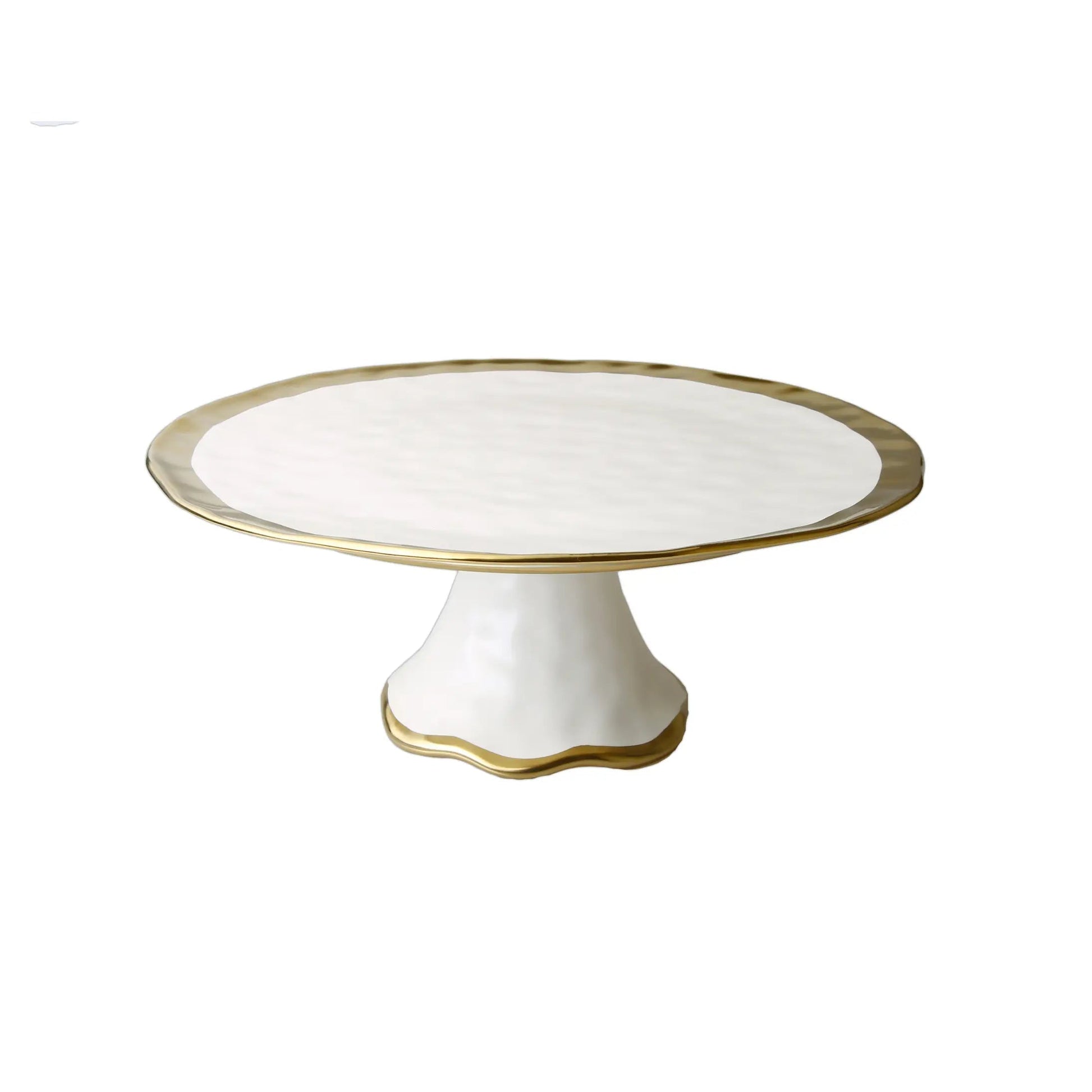 Porcelain White Cake Stand with Gold Border Cake Stands High Class Touch - Home Decor 