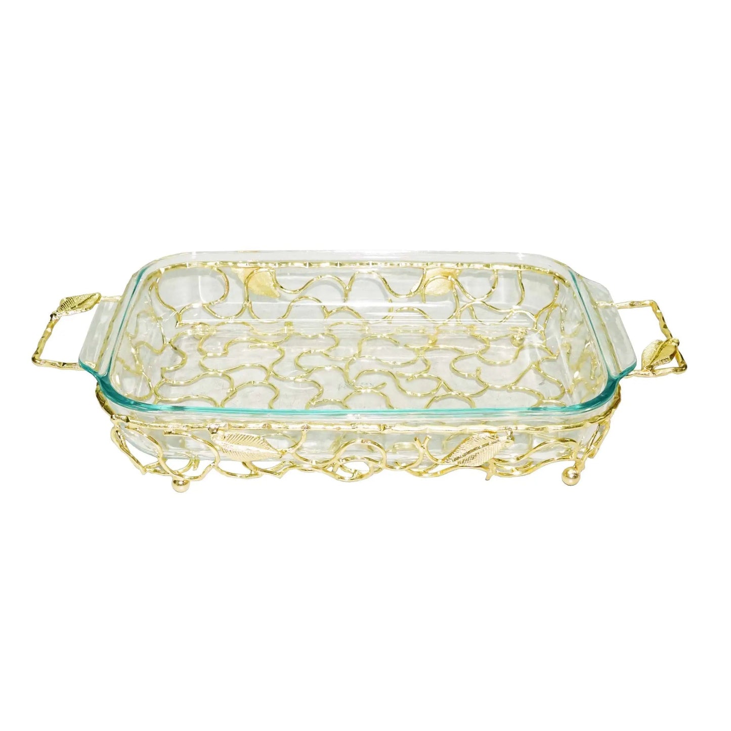 Rectangular Serving Pyrex Holder with Leaf Design Pyrex High Class Touch - Home Decor
