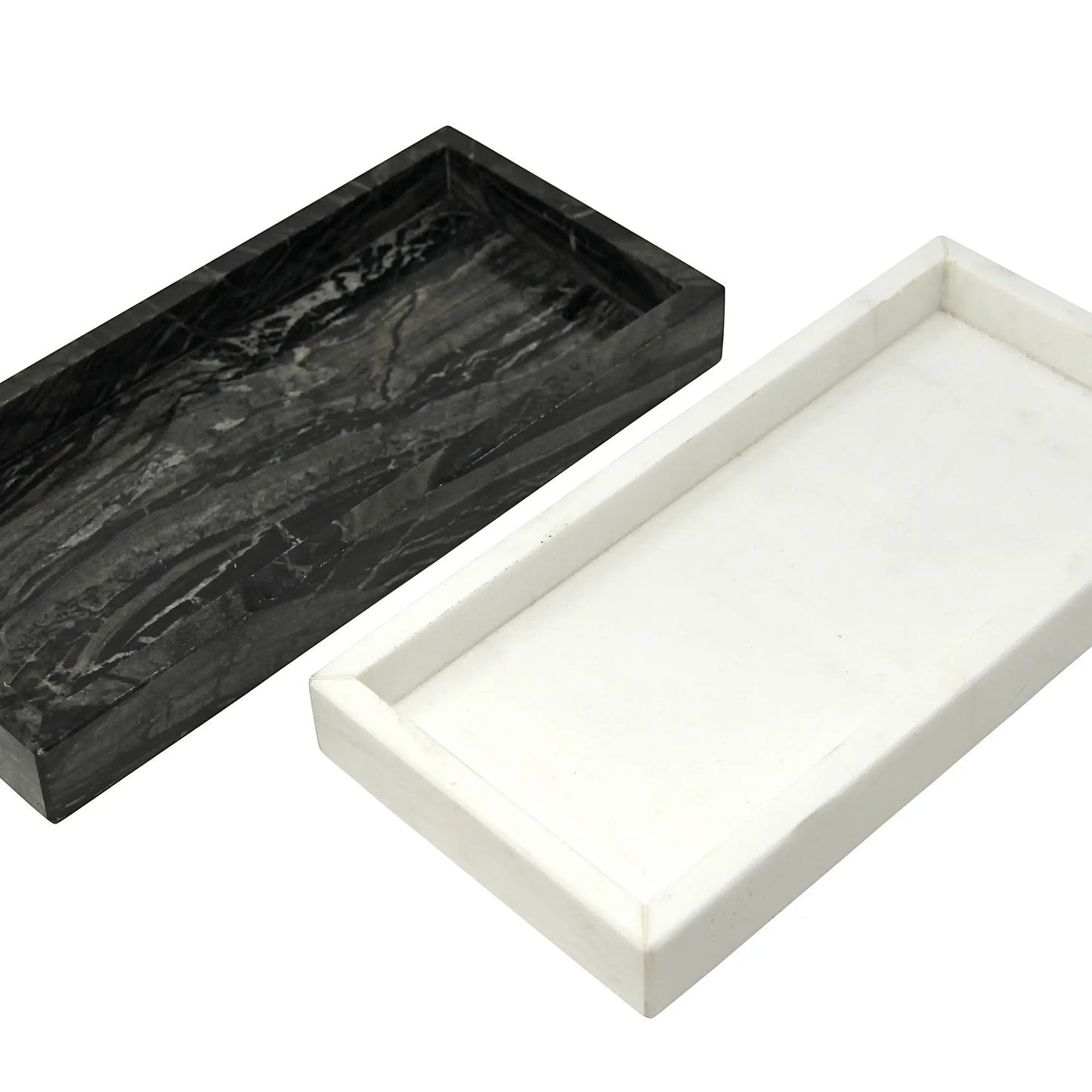 Rectangular White Marble Tray Decorative Trays High Class Touch - Home Decor