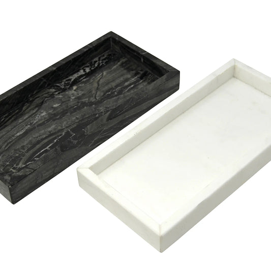 Rectangular White Marble Tray Decorative Trays High Class Touch - Home Decor