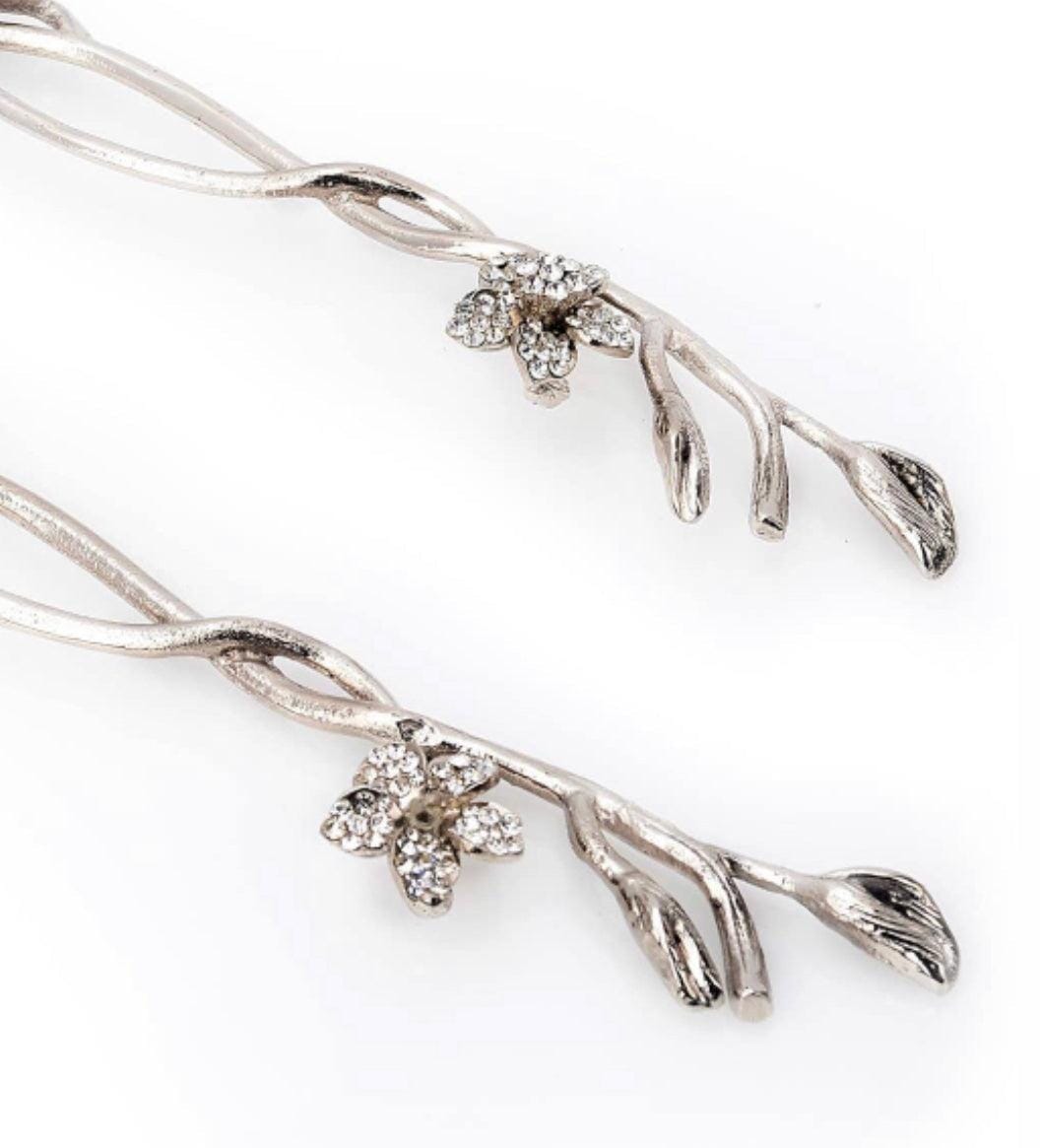 Salad Servers With Jeweled Flower Salad server set High Class Touch - Home Decor 