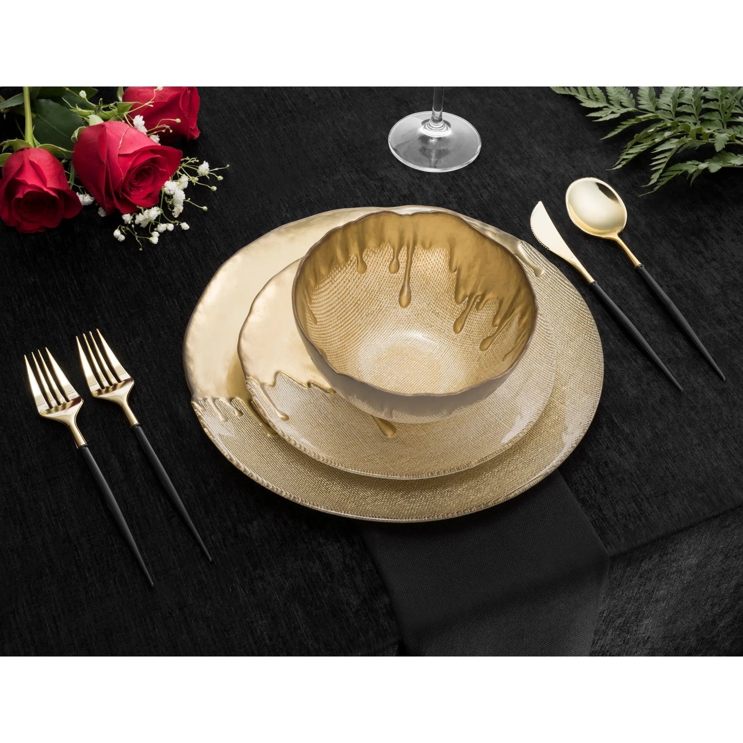 Set Of 12 Dinnerware With Gold Dipped Design Dinnerware Sets High Class Touch - Home Decor