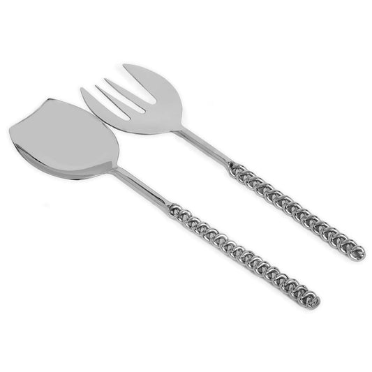 Set of 2 Salad Servers with Silver Twisted Handles Salad server set High Class Touch - Home Decor 