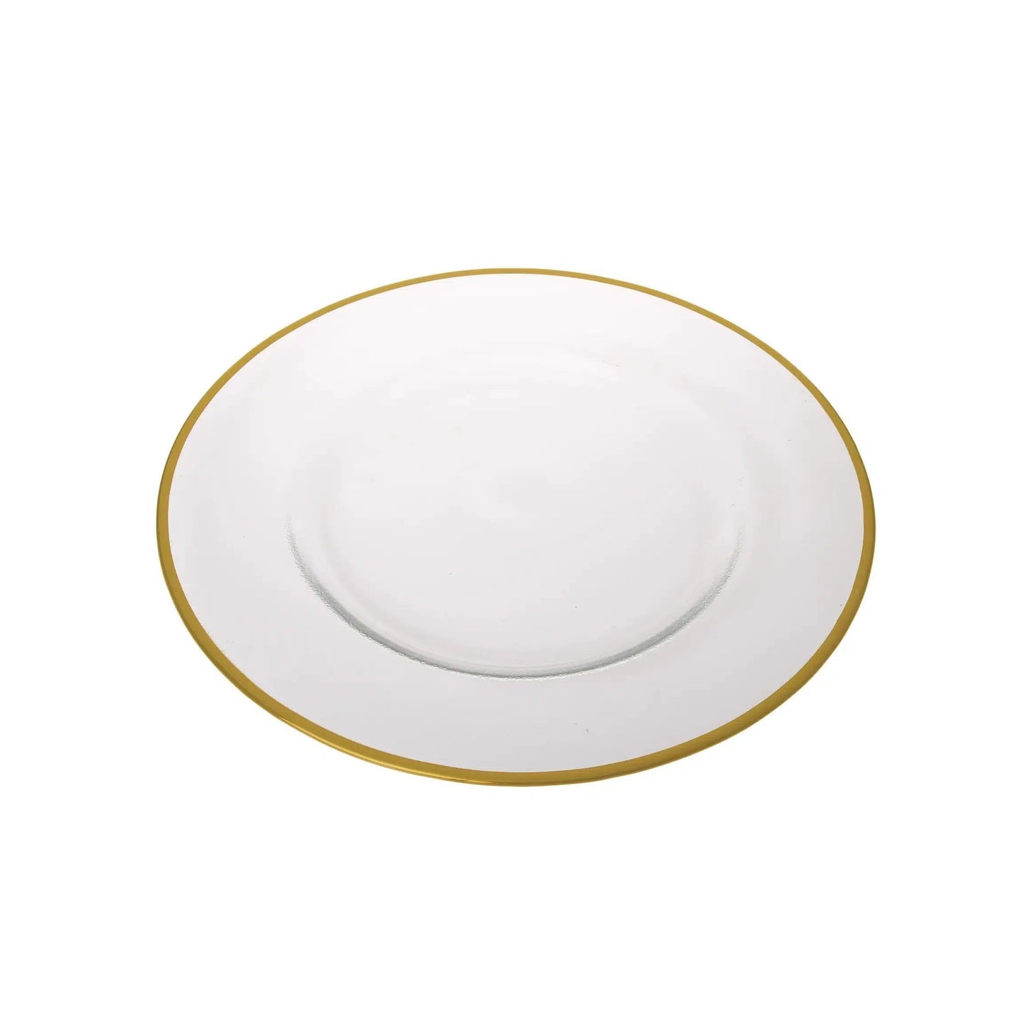 Set Of 4 Clear Chargers With Gold Rim Charger plates High Class Touch - Home Decor