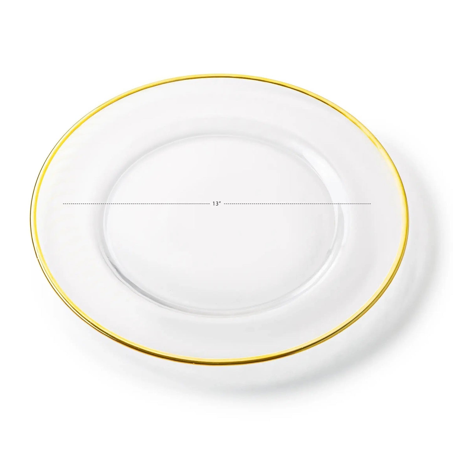 Set Of 4 Clear Chargers With Gold Rim Charger plates High Class Touch - Home Decor