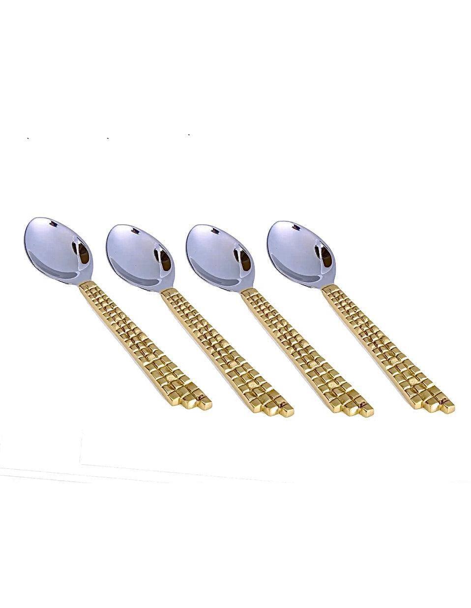 Set Of 4 Dessert Spoons - Gold/ Nickel Cutlery High Class Touch - Home Decor
