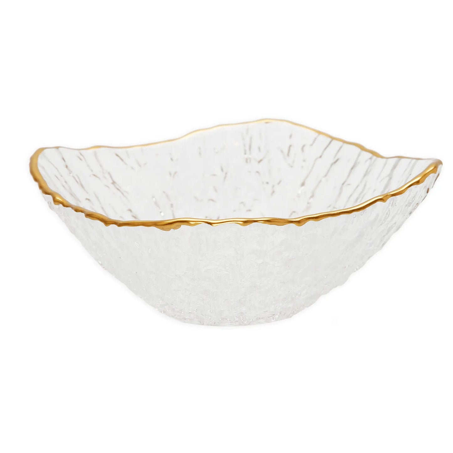 Set of 4 Glass Square Soup Bowls with Gold Rim Bowl Plate High Class Touch - Home Decor