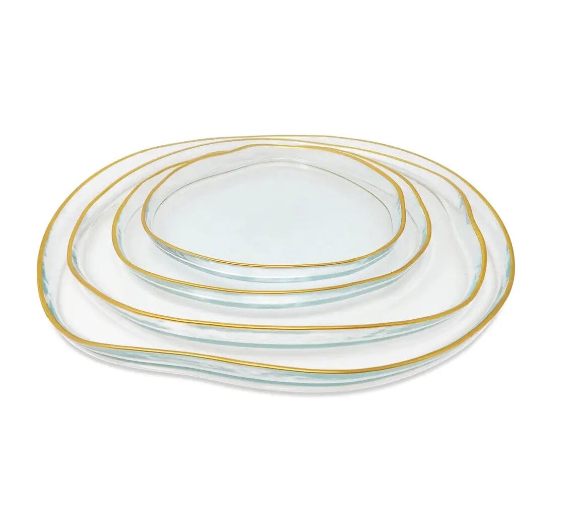 Set of 4 Organic Shaped Plates with Gold Wall Dinnerware Sets High Class Touch - Home Decor