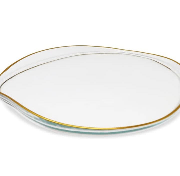 Set of 4 Organic Shaped Plates with Gold Wall Dinnerware Sets High Class Touch - Home Decor