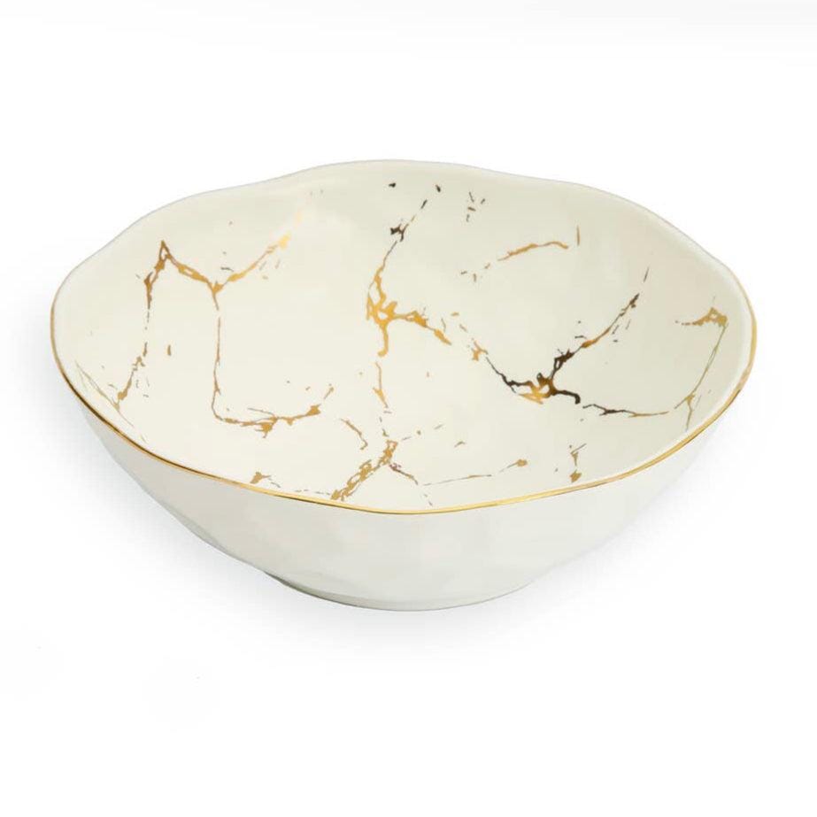 Set Of 4 White Porcelain Soup Bowl With Gold Design Bowl Plate High Class Touch - Home Decor