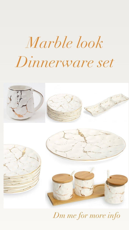 Set of 6 Dessert Plates With Gold Design Plates High Class Touch - Home Decor 