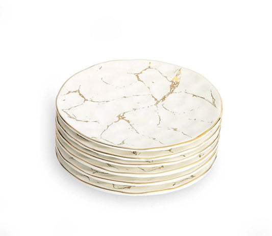 Set of 6 Dessert Plates With Gold Design Plates High Class Touch - Home Decor
