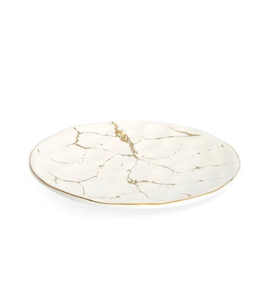 Set of 6 Dessert Plates With Gold Design Plates High Class Touch - Home Decor