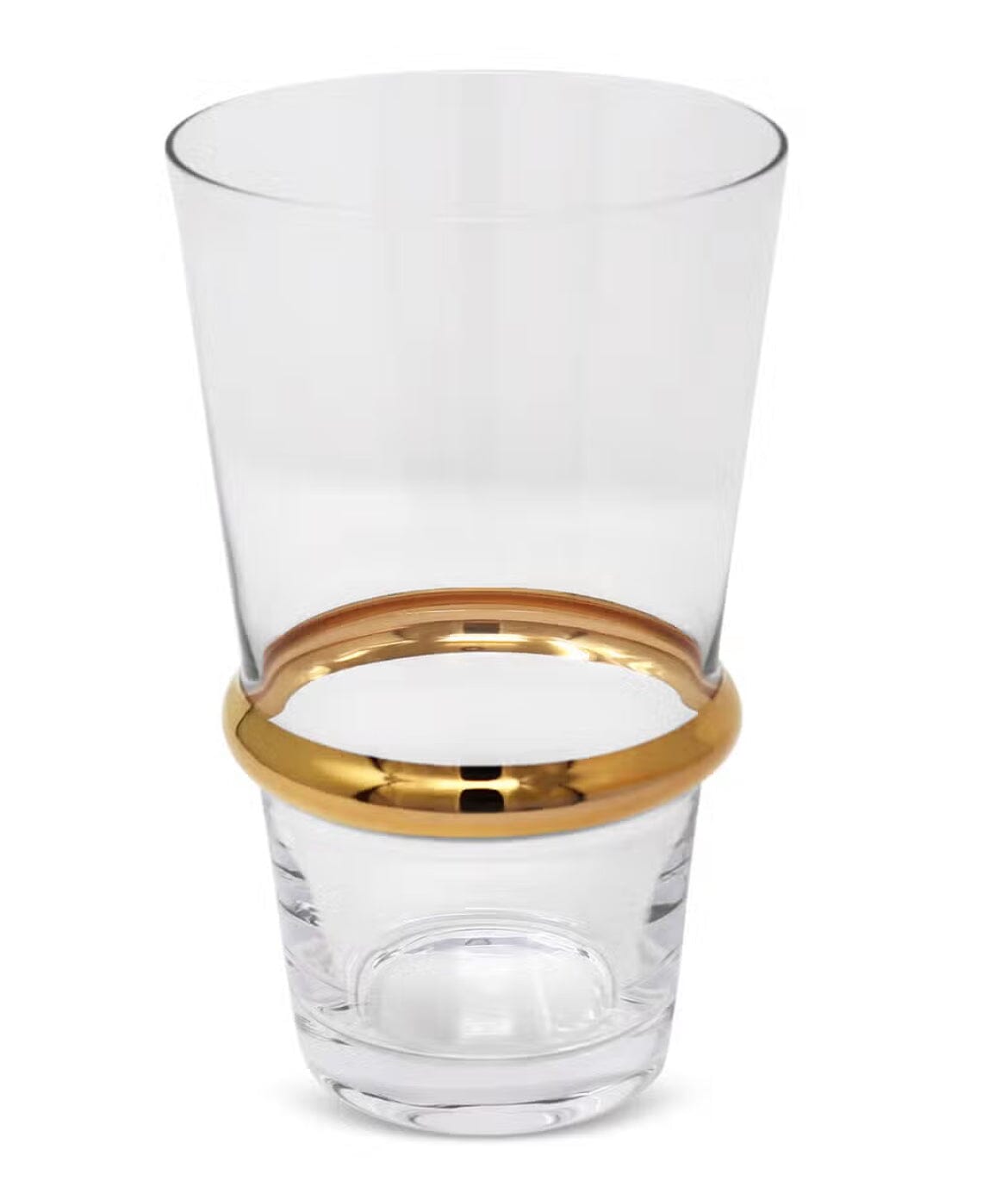 Set of 6 Glasses with Linear Design and Gold Stripe Flute Glasses High Class Touch - Home Decor Water Glasses 