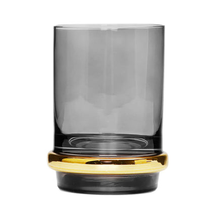 Set of 6 Tumblers Tinted Black with Gold Base Tumblers High Class Touch - Home Decor 