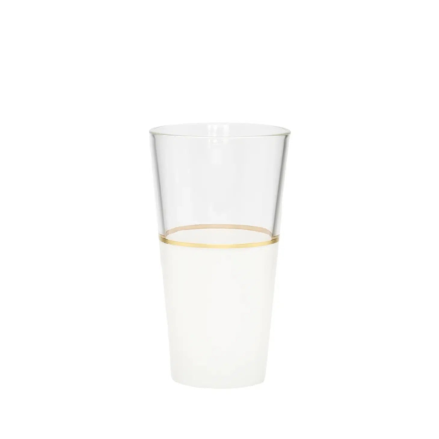 Set of 6 Tumblers White/Clear with Gold Trim Tumblers High Class Touch - Home Decor 