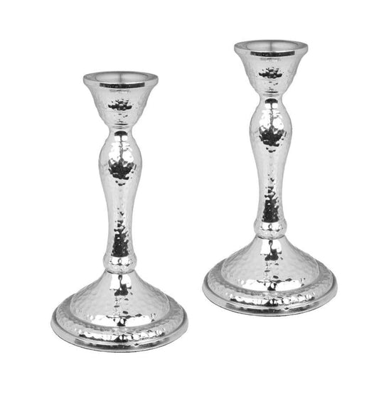 Set of two 8.75” Silver Candlestick Candle Holders High Class Touch - Home Decor 