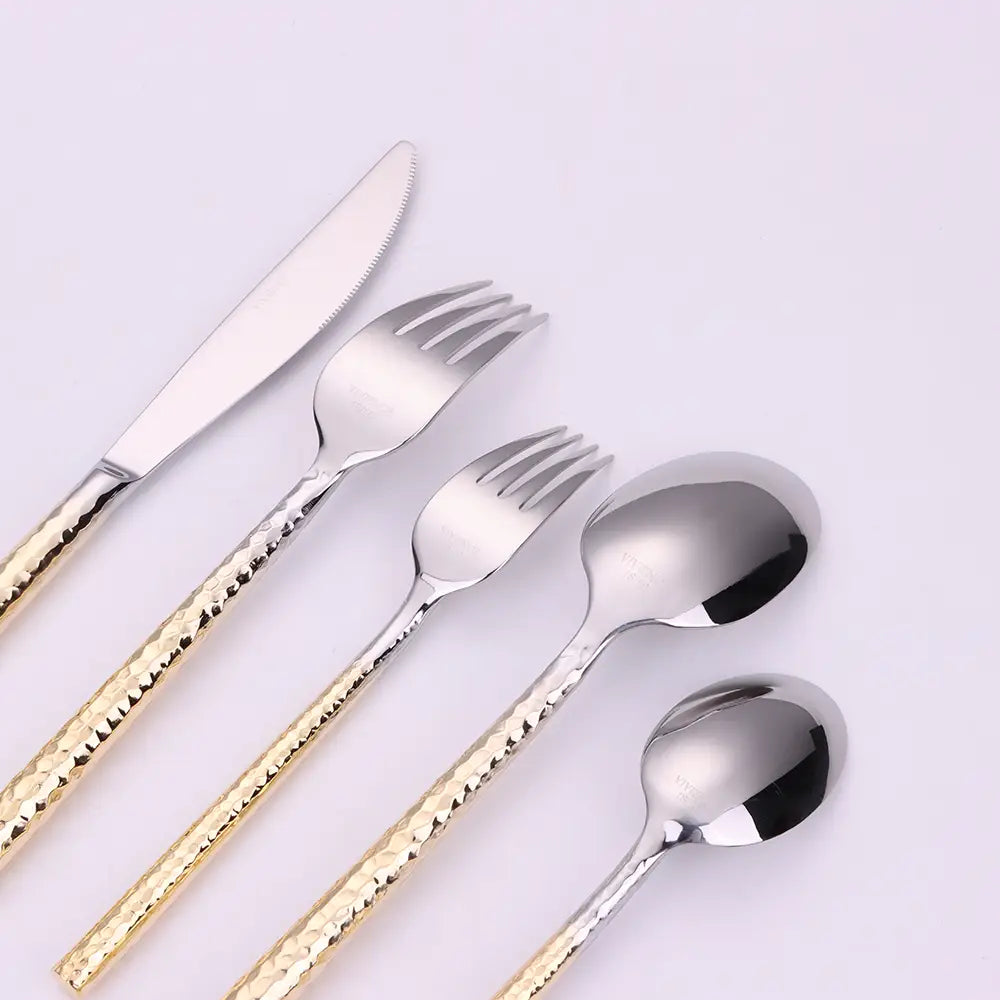 Silver and Gold handle Cutlery Set, Service For 4 Cutlery High Class Touch - Home Decor 