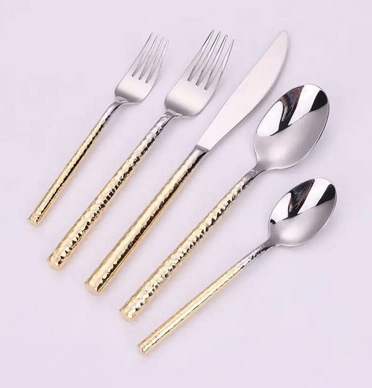 Silver and Gold handle Cutlery Set, Service For 4 Cutlery High Class Touch - Home Decor 