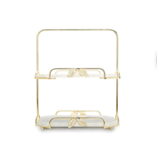 Two-Tier Marble and Gold Cake Stand High Class Touch - Home Decor 