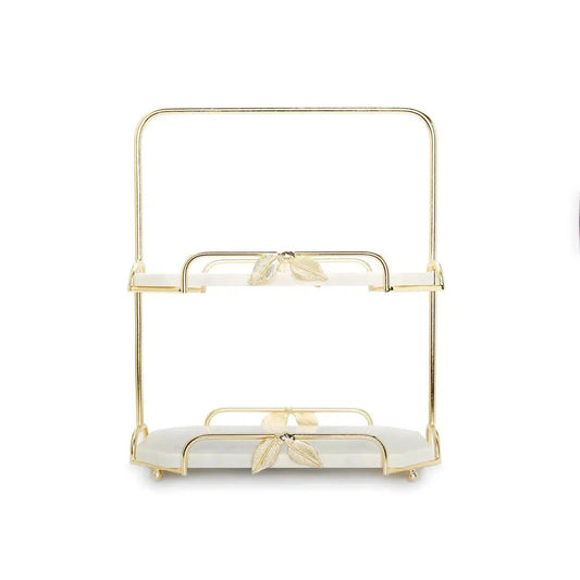 Two-Tier Marble and Gold Cake Stand High Class Touch - Home Decor