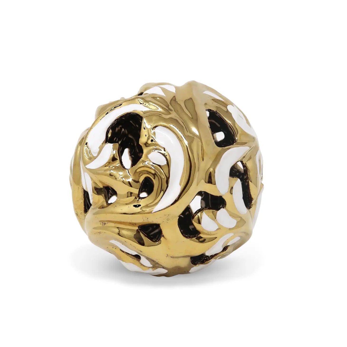 White and Gold Decorative Ball High Class Touch - Home Decor 