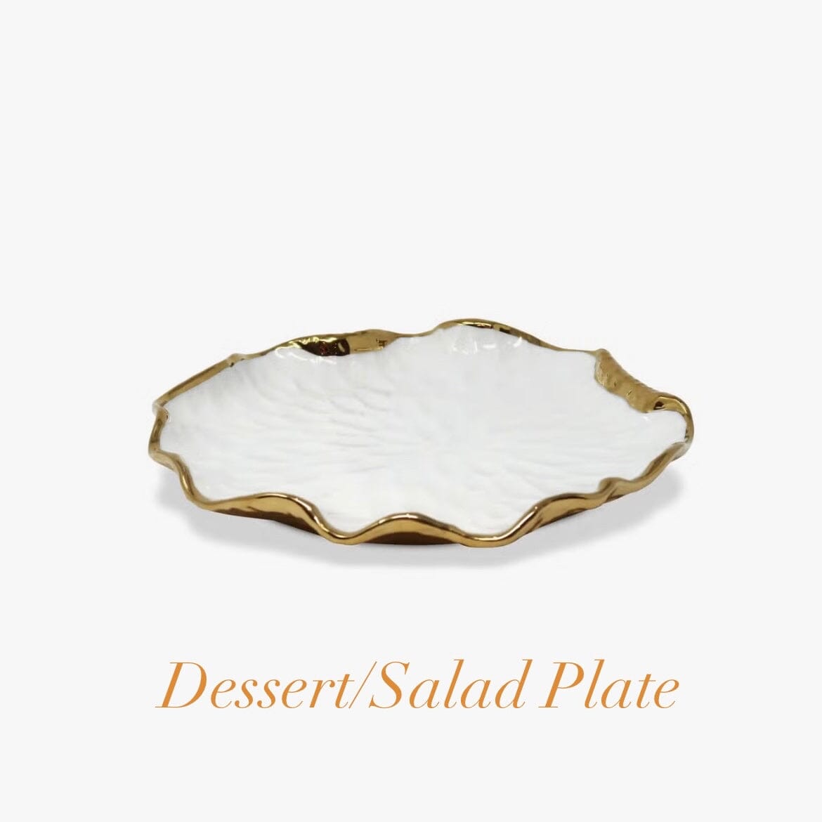 White and Gold Dinner Set New Bone China Gold Scalloped Edge Dinnerware Sets High Class Touch - Home Decor 4 Dessert Plates