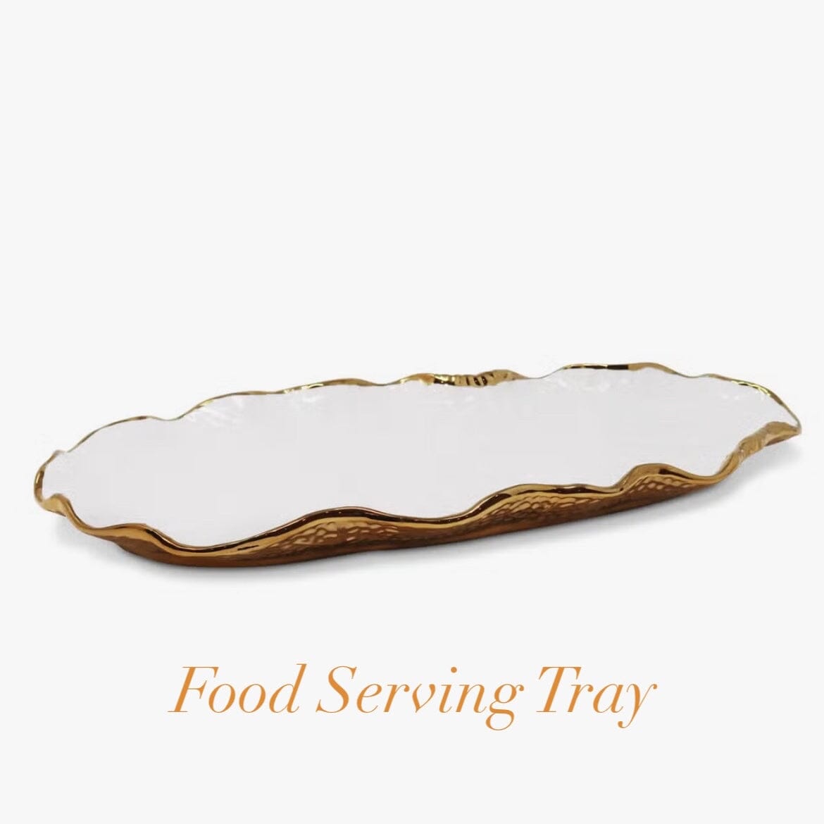 White and Gold Dinner Set New Bone China Gold Scalloped Edge Dinnerware Sets High Class Touch - Home Decor Oval Bowl Plate