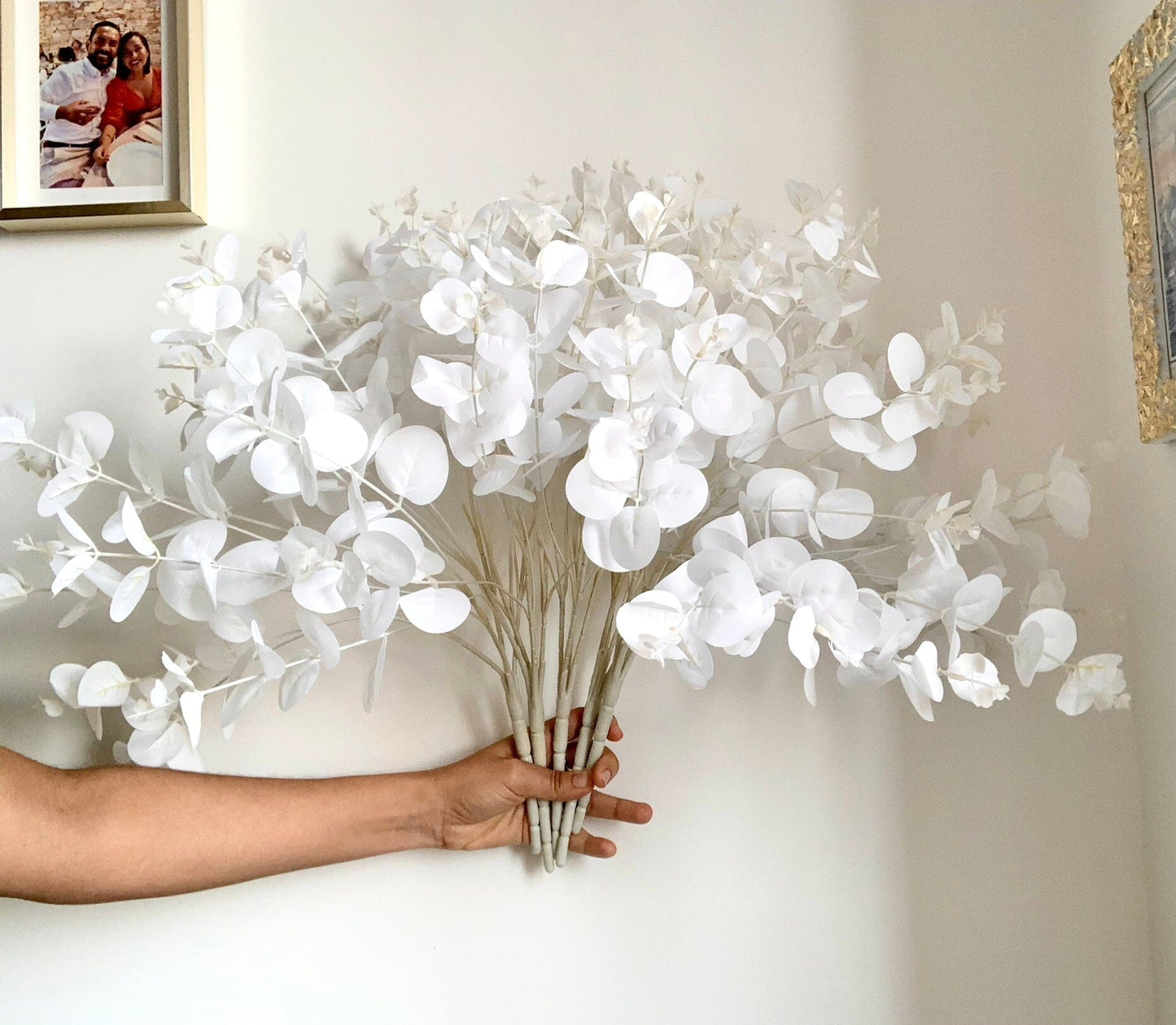 White Artificial Flower Leaves Artificial Flora High Class Touch - Home Decor