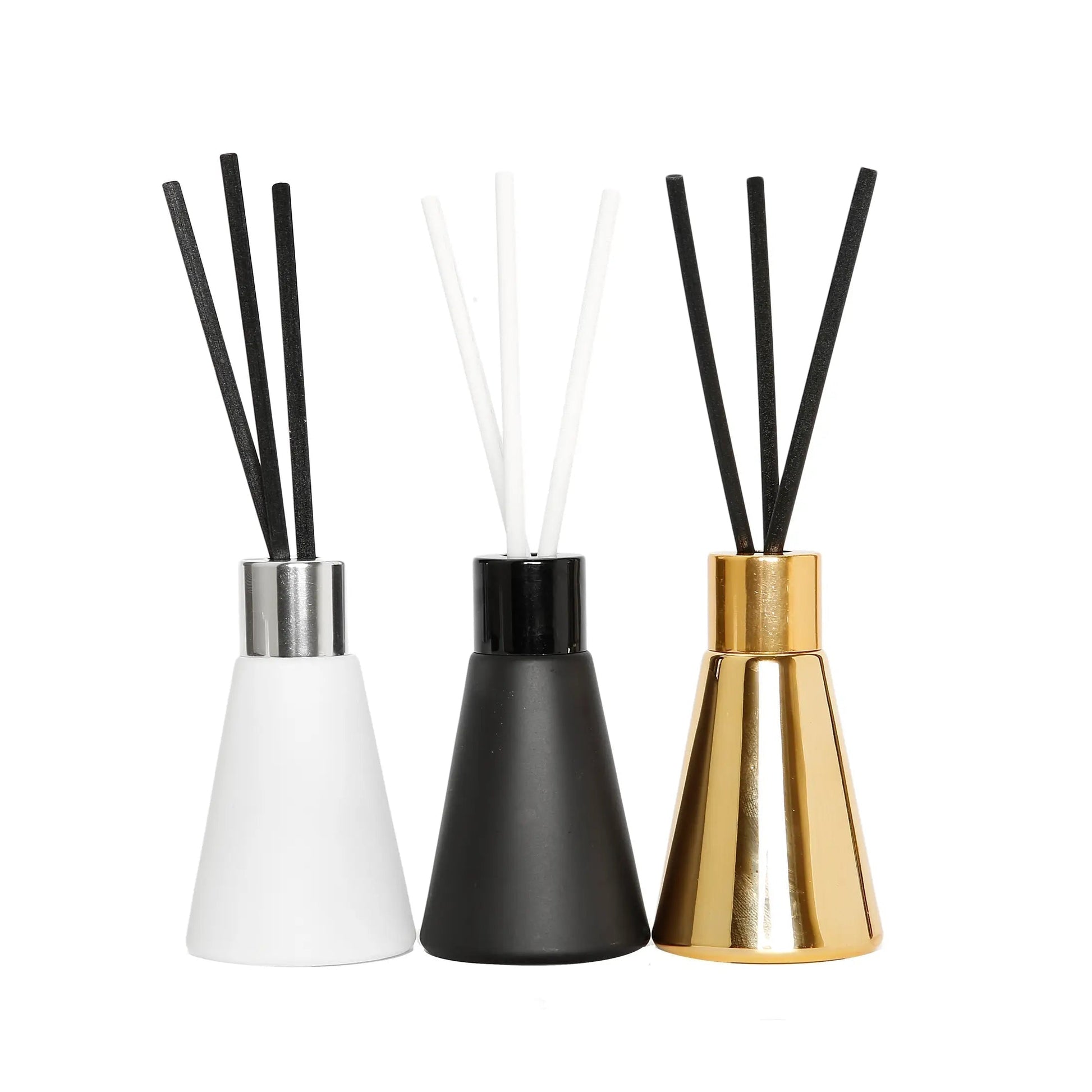 White, Black & Gold Gift Diffuser Set of 3 Diffuser High Class Touch - Home Decor 