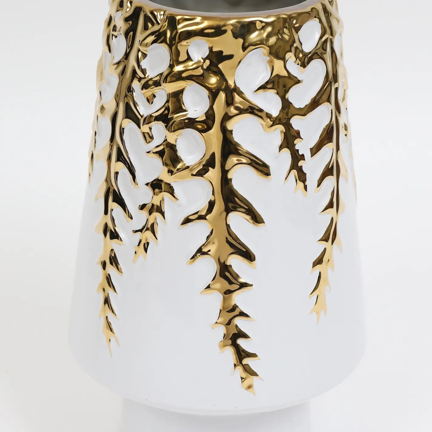 White Ceramic Vase Gold Design Vases High Class Touch - Home Decor 