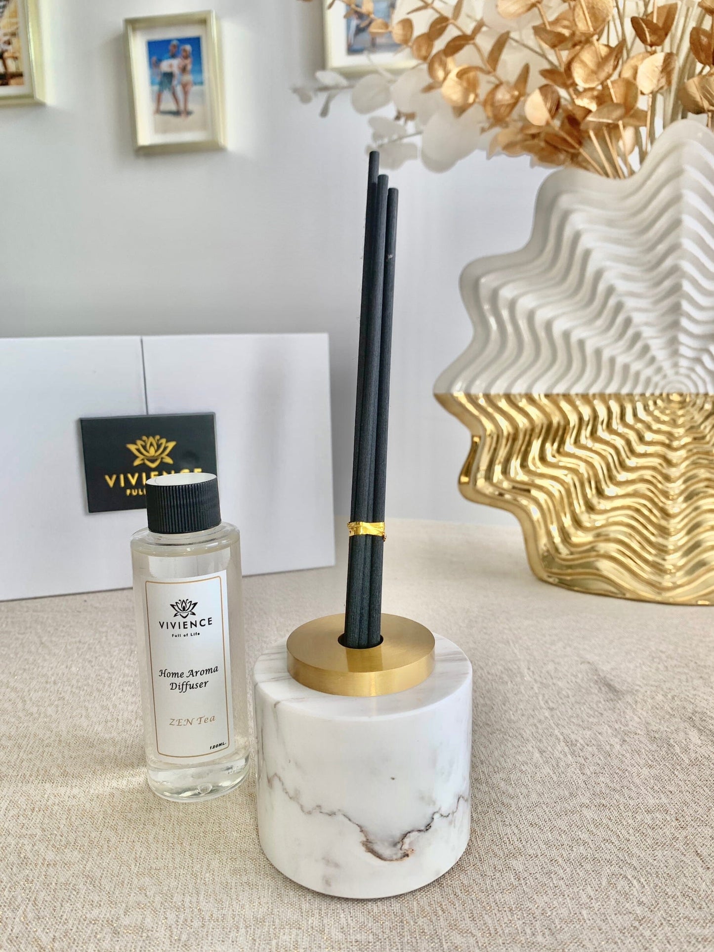 White Marble Reed Diffuser Diffuser High Class Touch - Home Decor