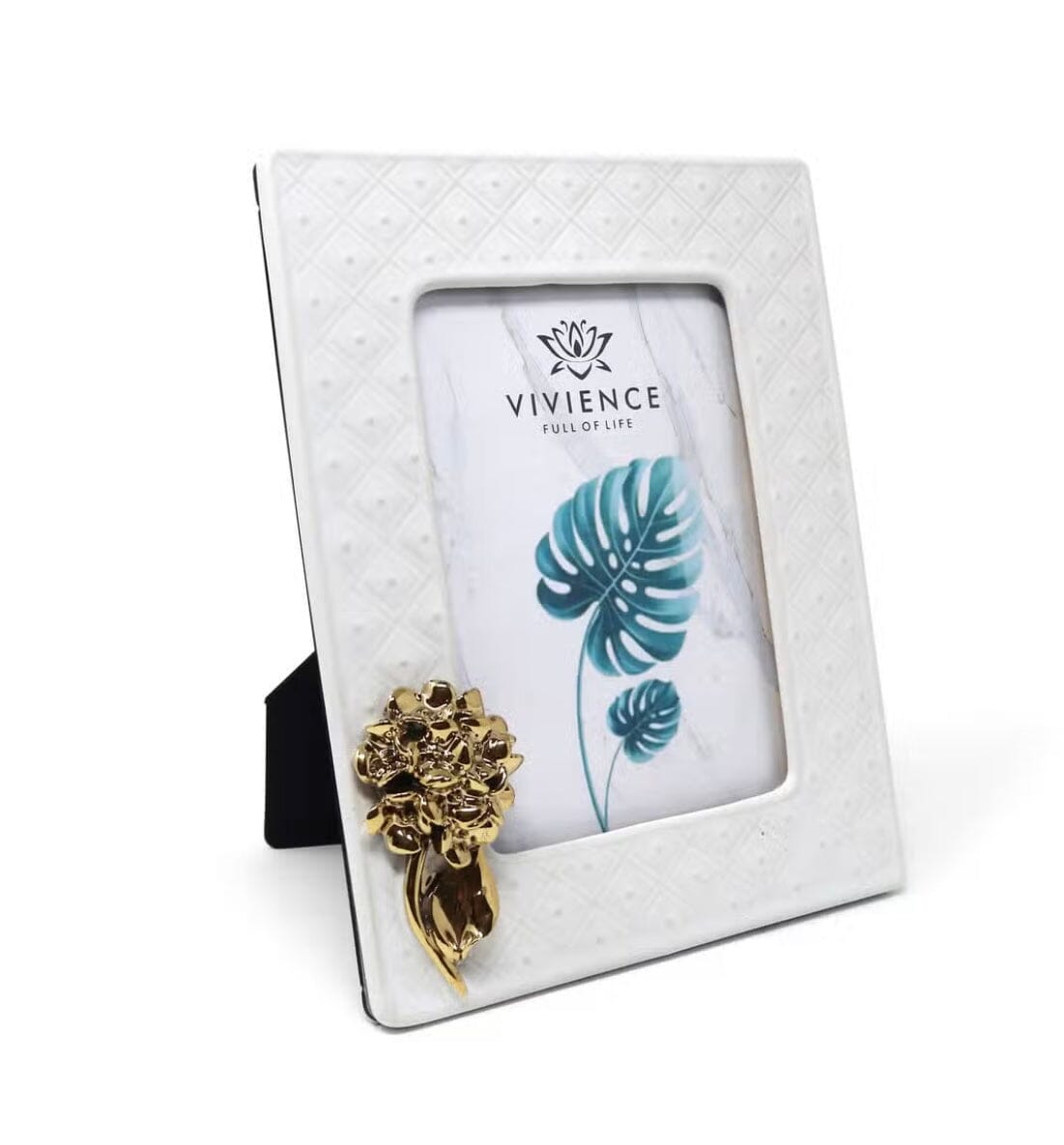White Picture Frame with Gold Flower Design Picture Frame High Class Touch - Home Decor