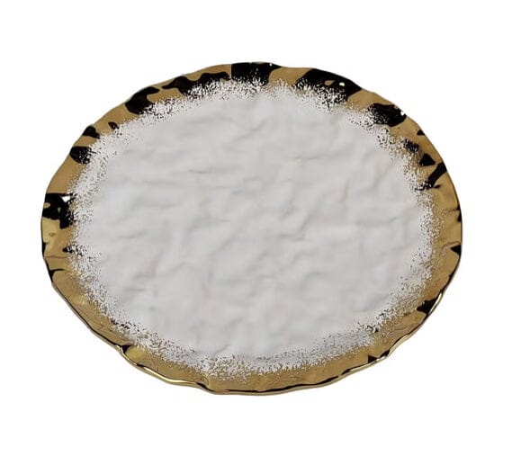 White Porcelain Dinner Plates Set with Opulent Gold Border Set of 4 Dinnerware Sets High Class Touch - Home Decor