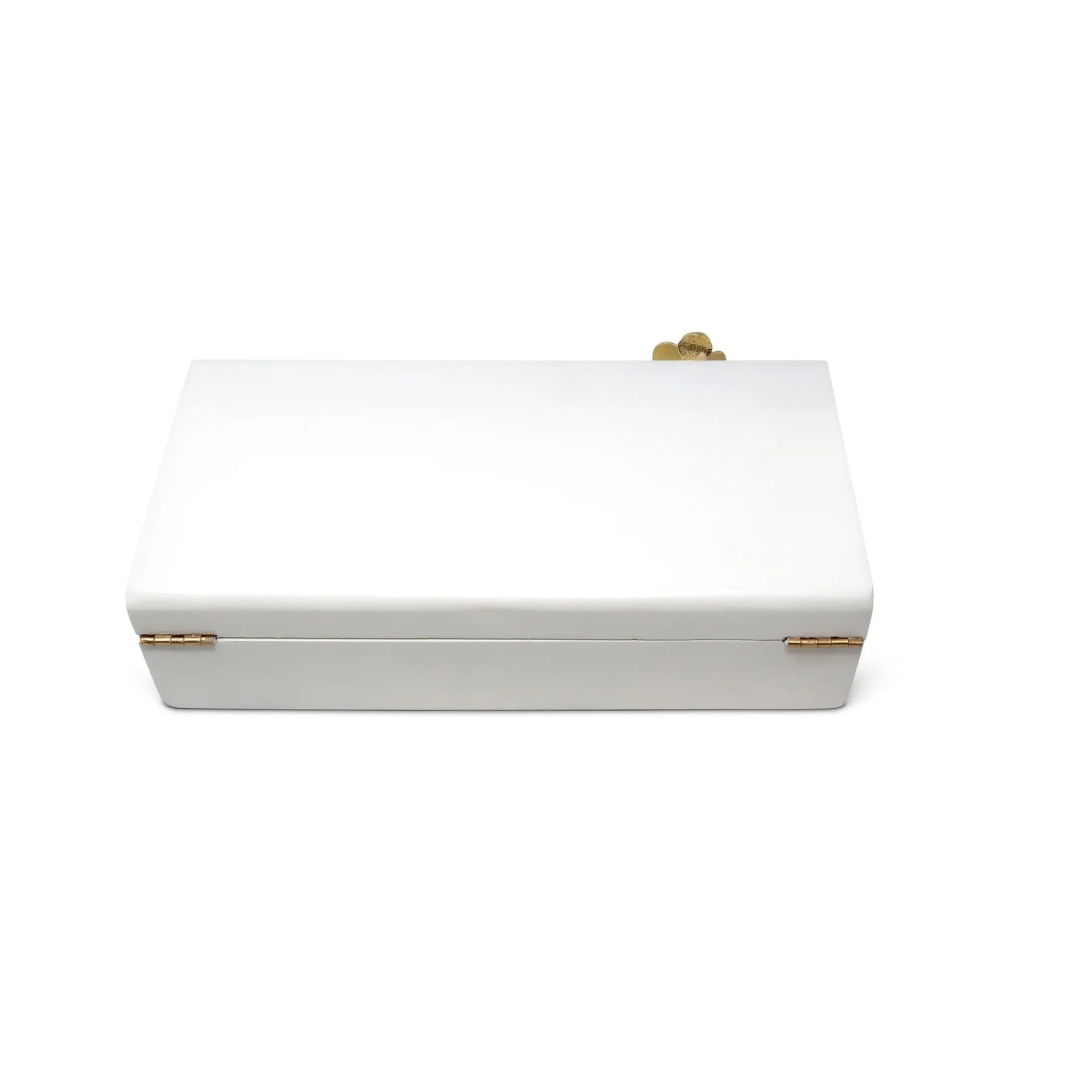 White Wood Decorative Box with Gold Flower Detail Decorative box High Class Touch - Home Decor