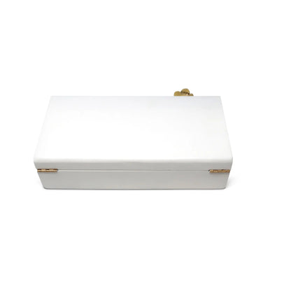 White Wood Decorative Box with Gold Flower Detail Decorative box High Class Touch - Home Decor 