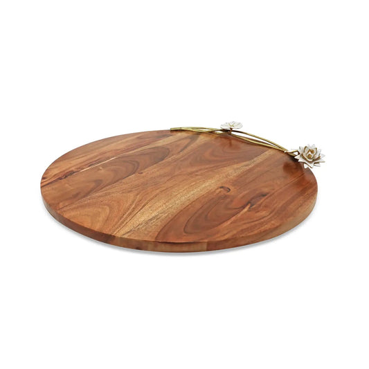 Wood Charcuterie Board with White Lotus Design Charcuterie Board High Class Touch - Home Decor 