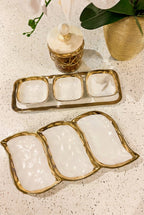 Porcelain White Relish Dish with Gold Rim - High Class Touch