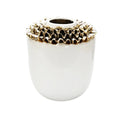 10"H Round White Ceramic Vase Top Gold Design Vases High Class Touch - Home Decor 
