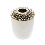 10"H Round White Ceramic Vase Top Gold Design - High Class Touch