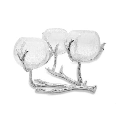 12.20”L 3 Glass Bowls on Branch Centerpiece Decorative Bowls High Class Touch - Home Decor Silver 