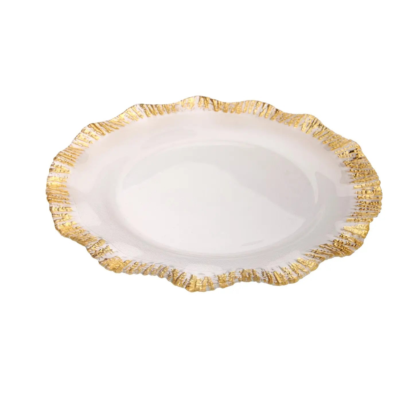 13"D Charger with Gold Brushed Scalloped Border - Set of Four Plates High Class Touch - Home Decor 