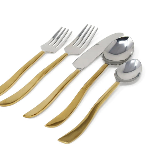 20 Pc Flatware Set with Swiveled Handles - Service For 4 Cutlery High Class Touch - Home Decor 