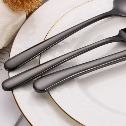 20Pcs Cutlery Set Sleek Design Silver with White/Black Handle High Class Touch Black 