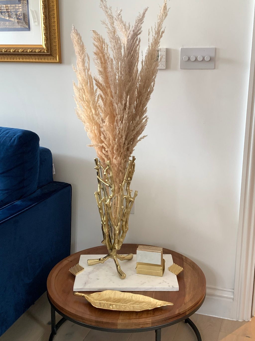 Gold Floral Vase with Removable Glass Insert - High Class Touch
